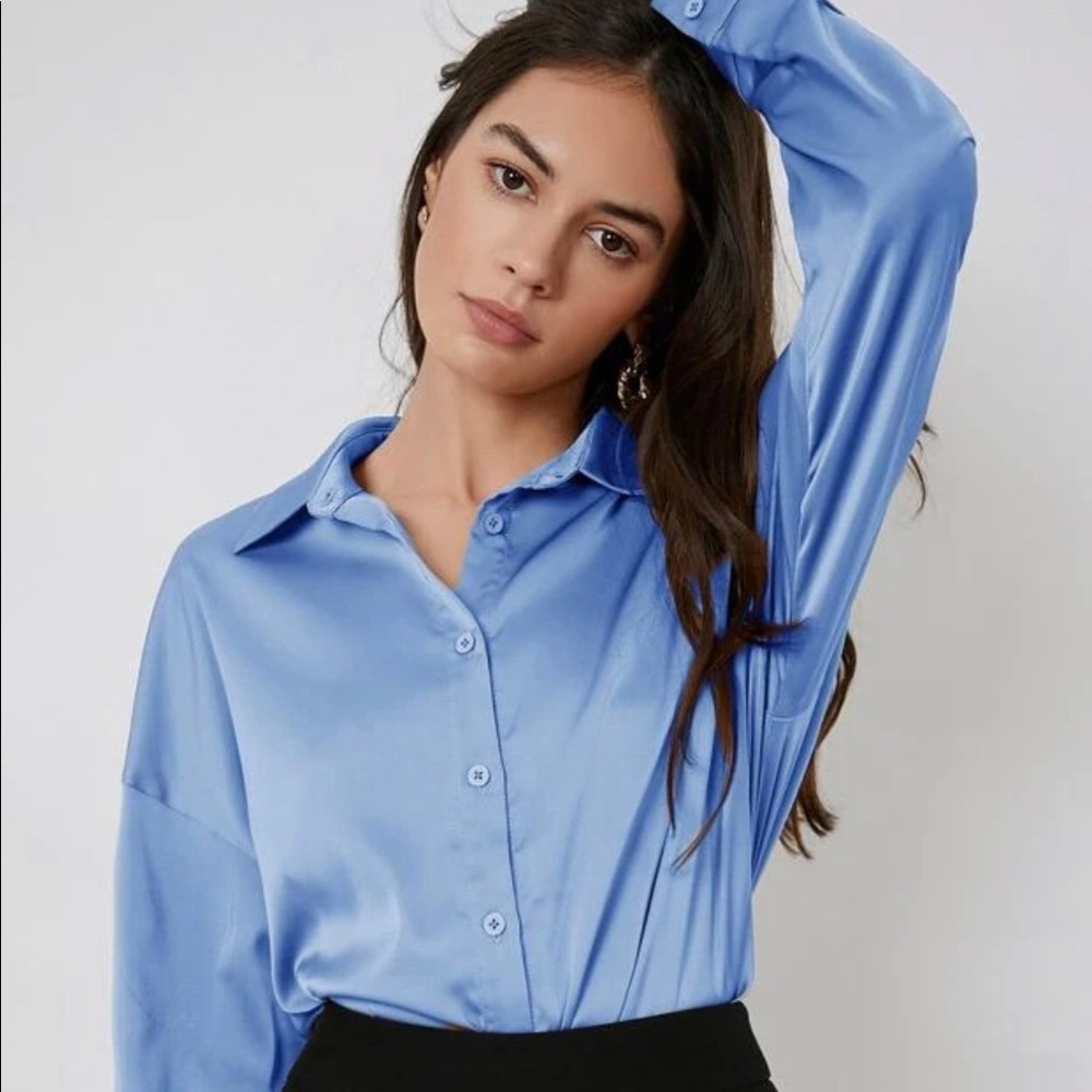 Drop Down Shoulder Satin Blouse